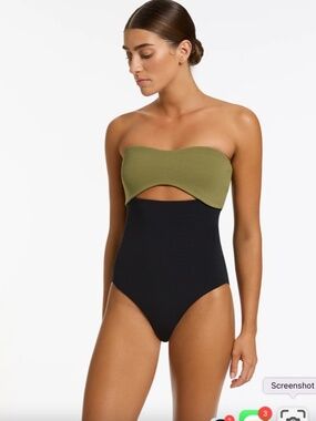 Jets Cut Out Bandeau One Piece NWT 10/12